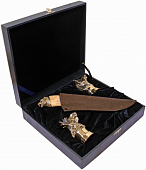 Комплект из 2 стопок-перевертышей и охотничьего ножа в подарочном коробе Premium