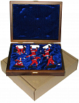 Набор миниатюр "Хоккей" в деревянном ларце (красно-синяя форма)