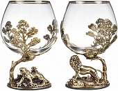 Подарочный набор из 2-х бокалов для коньяка "Лев" и "Тигр"