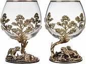 Подарочный набор из 2-х бокалов для коньяка "Тигр с елкой" и "Тигр с камнем"