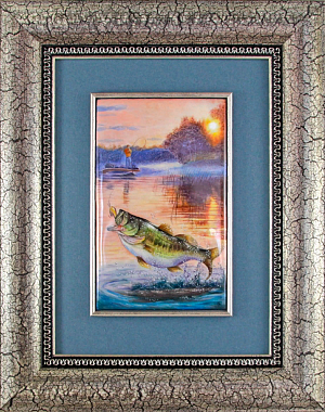 Картина "Рыбалка. Дикий судак" (ростовская финифть)