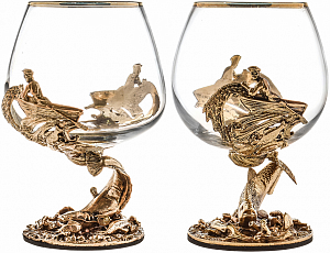 Подарочный набор из 2-х бокалов для коньяка "Сом" и "Лещ"